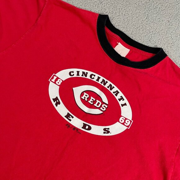 Cincinnati Reds Shirt Men L Red Short Sleeve Y2K ringer Tee - Picture 1 of 8